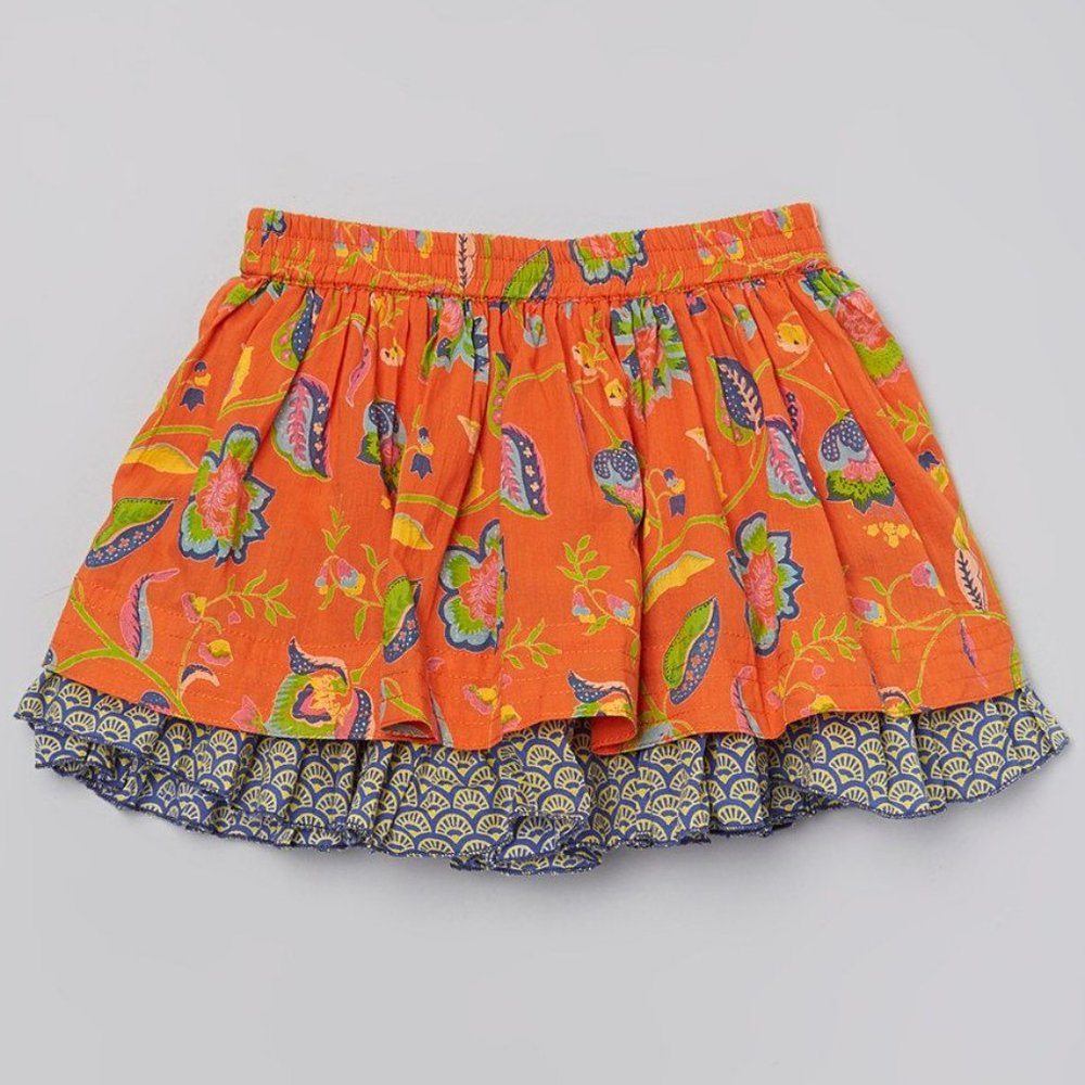 NWOT Girls Orange Java Polka Skirt